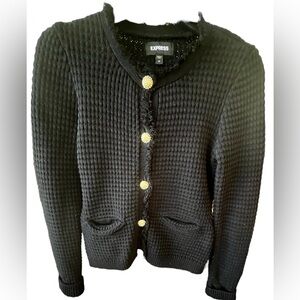 Express cardigan sweater with  gold bejeweled buttons